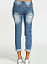 WMNS Distressed and Faded Capri Cuffed Jeans